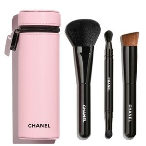 SOLD Chanel brush set with pink leather case